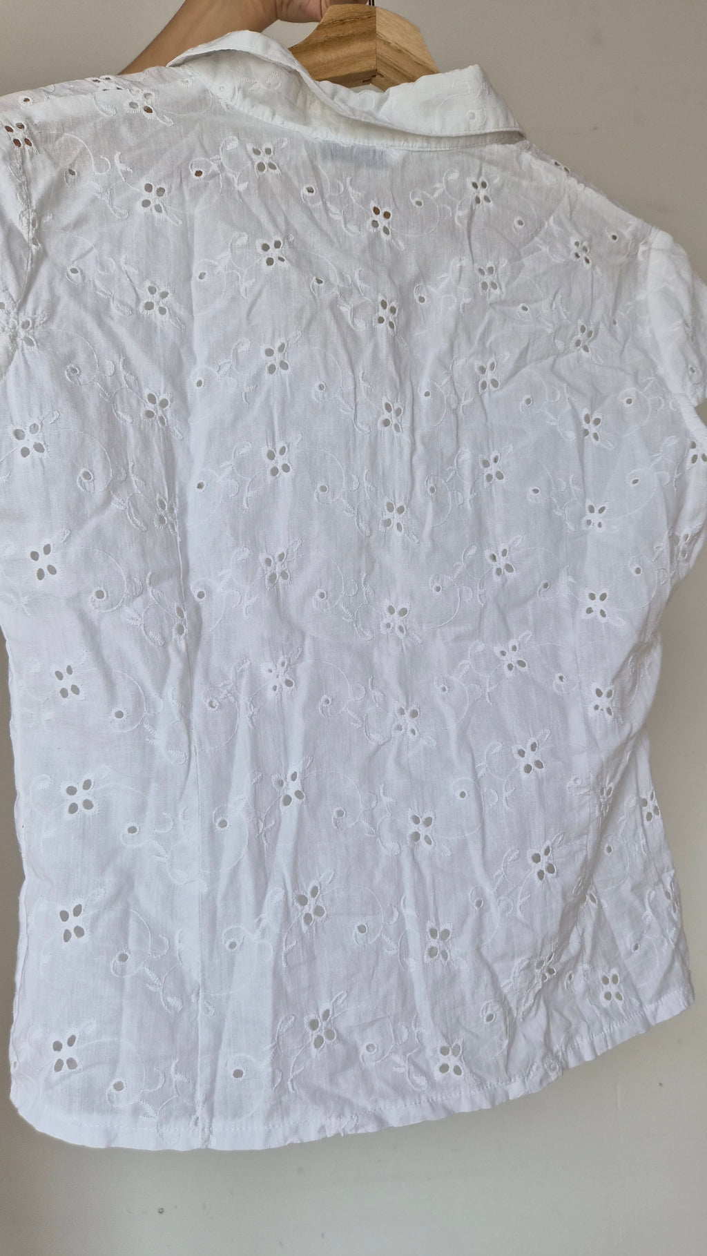 Lochstickerei Bluse 100% Baumwolle Weiß S