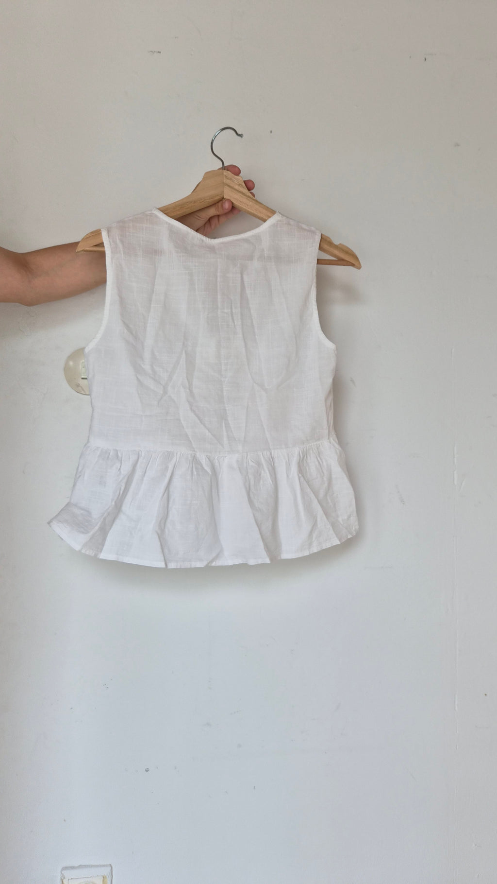 Vintage Leinen-Top mit Schleifendetail S