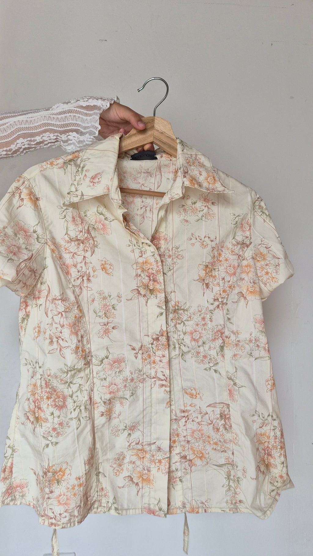 Vintage Blumenbluse in Creme S