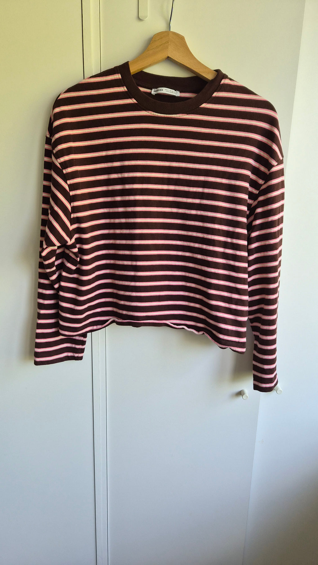 Streifen Longsleeve | 100% Cotton | Braun Pink | XS