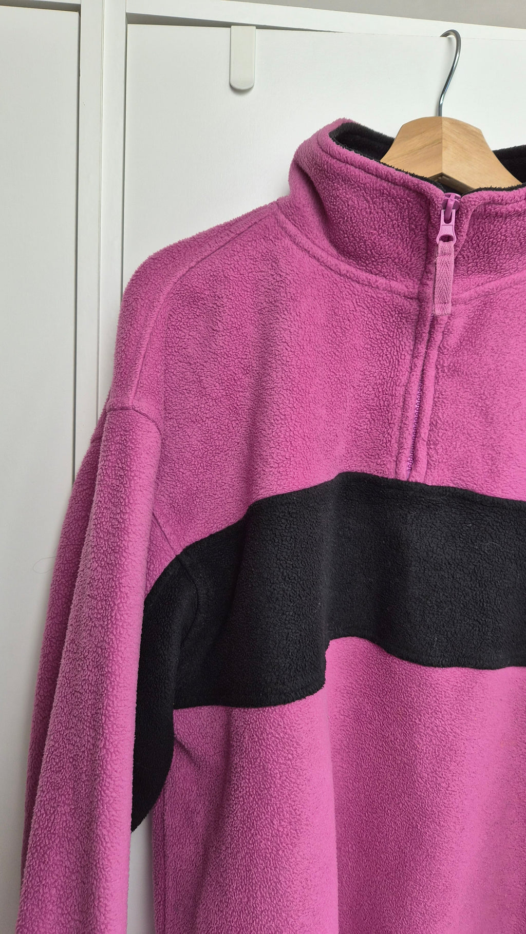 Vintage Fleece Half Zip Pink Black | Colourblock (L)