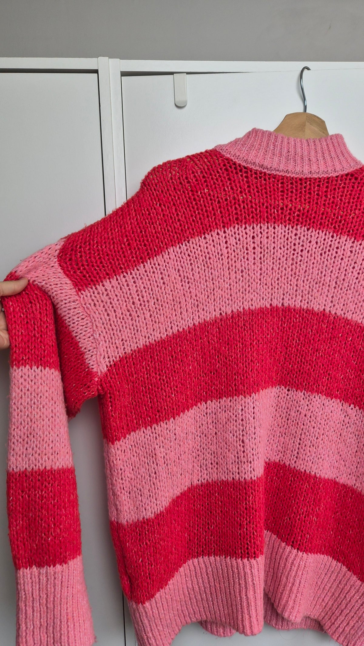 Striped Knit Sweater | Pink Red  | oversized (S)