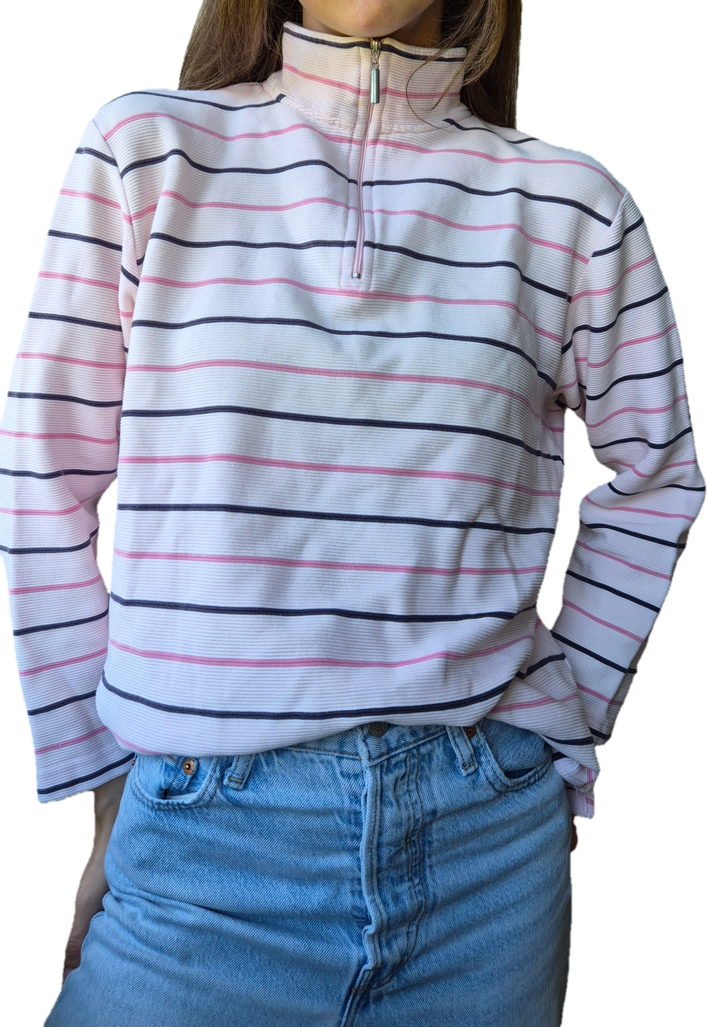 Vintage Halfzip Longsleeve| 100% Baumwolle (S)