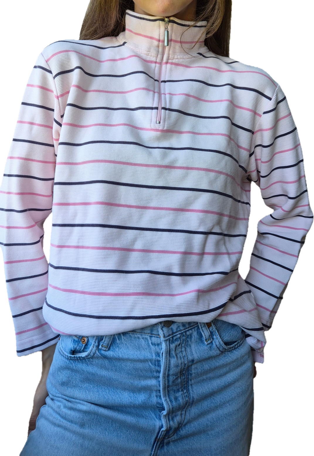 Vintage Halfzip Longsleeve| 100% Baumwolle (S)
