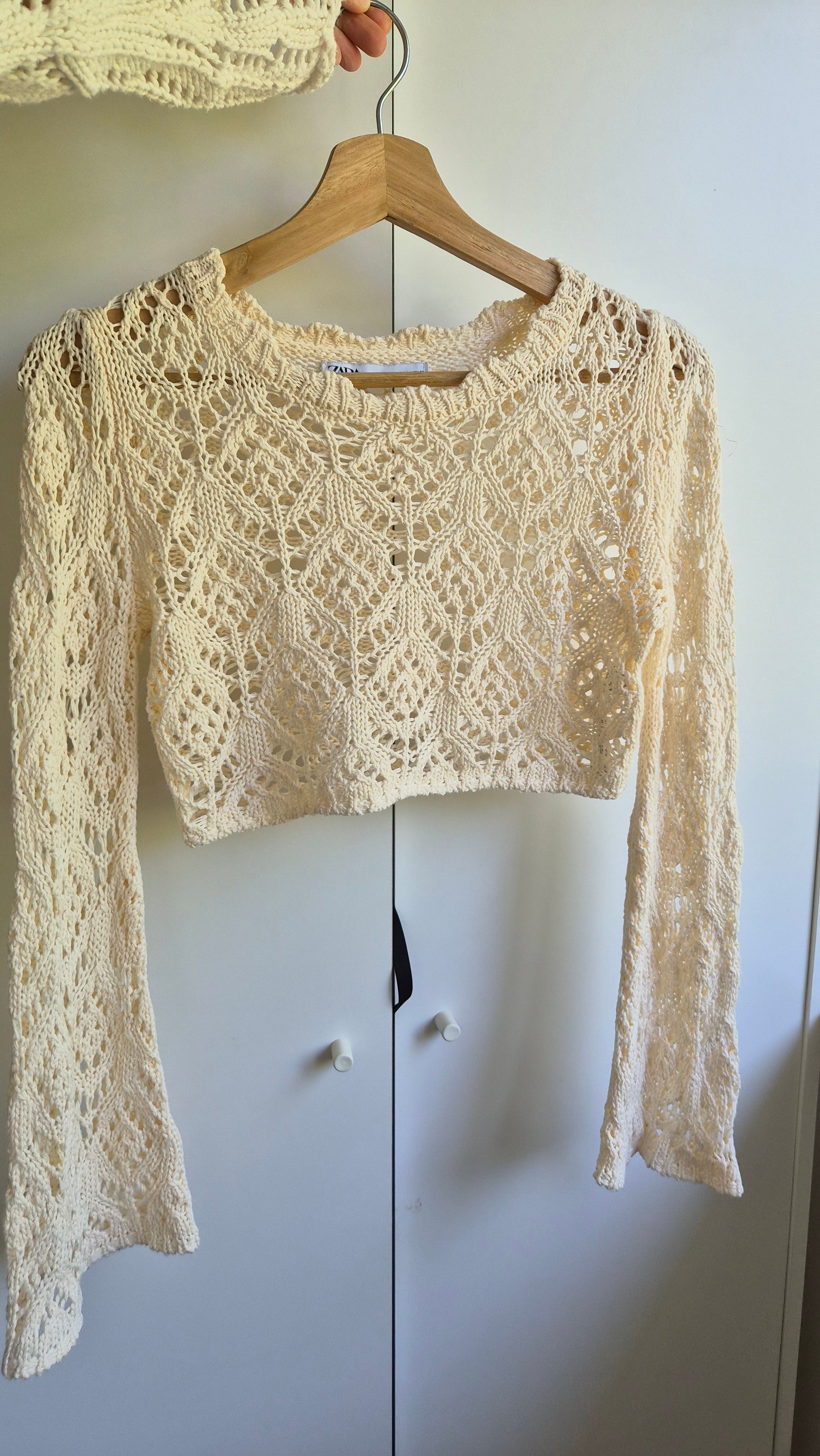 Häkelpullover | Creme | Boho | S