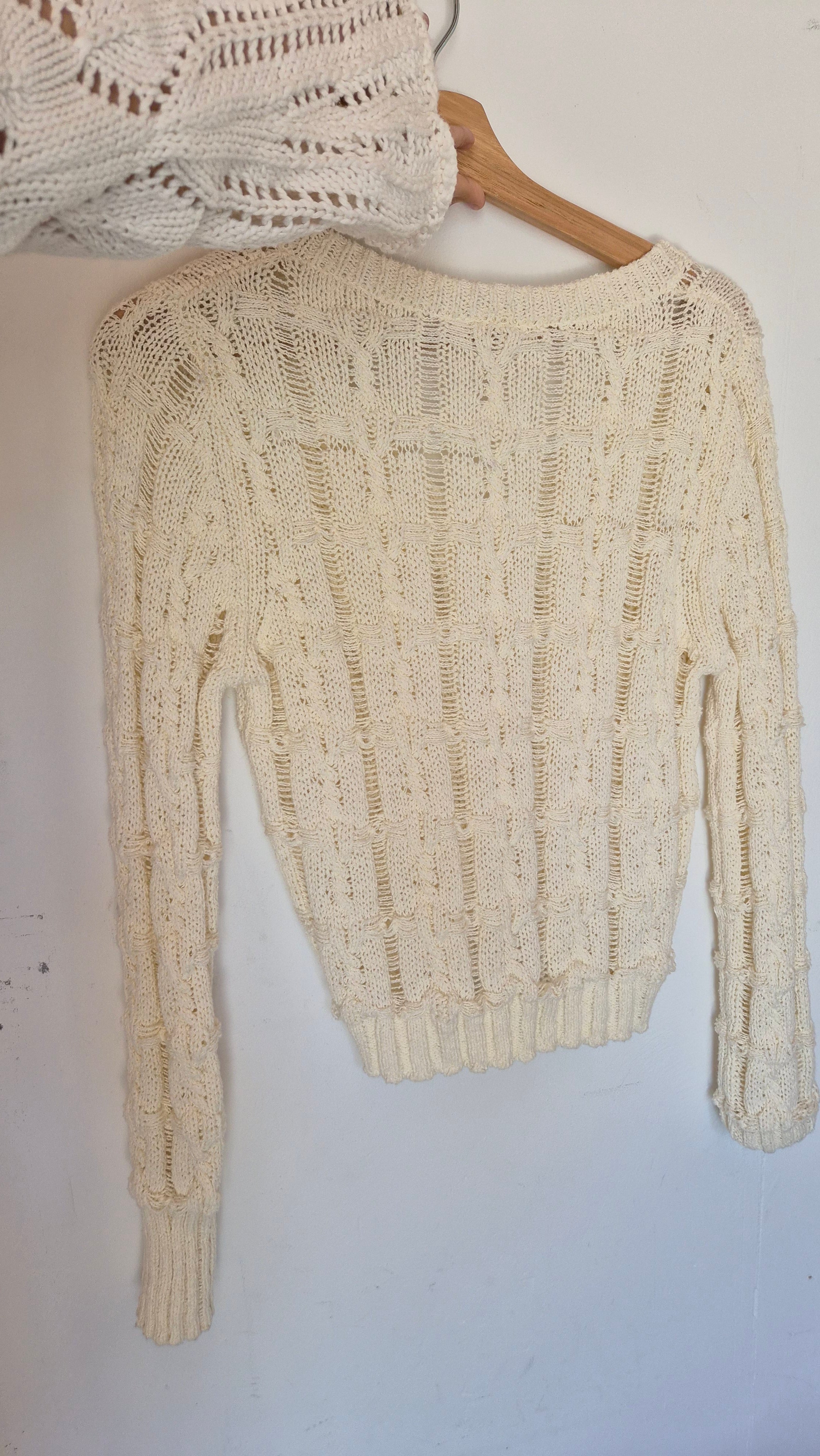 Häkelpullover | Creme | Boho | S