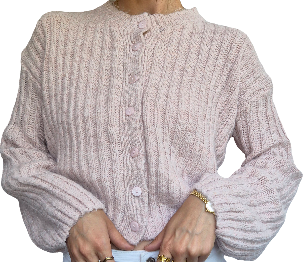 Rib Knit Cardigan | Bubble Rosa ( S)