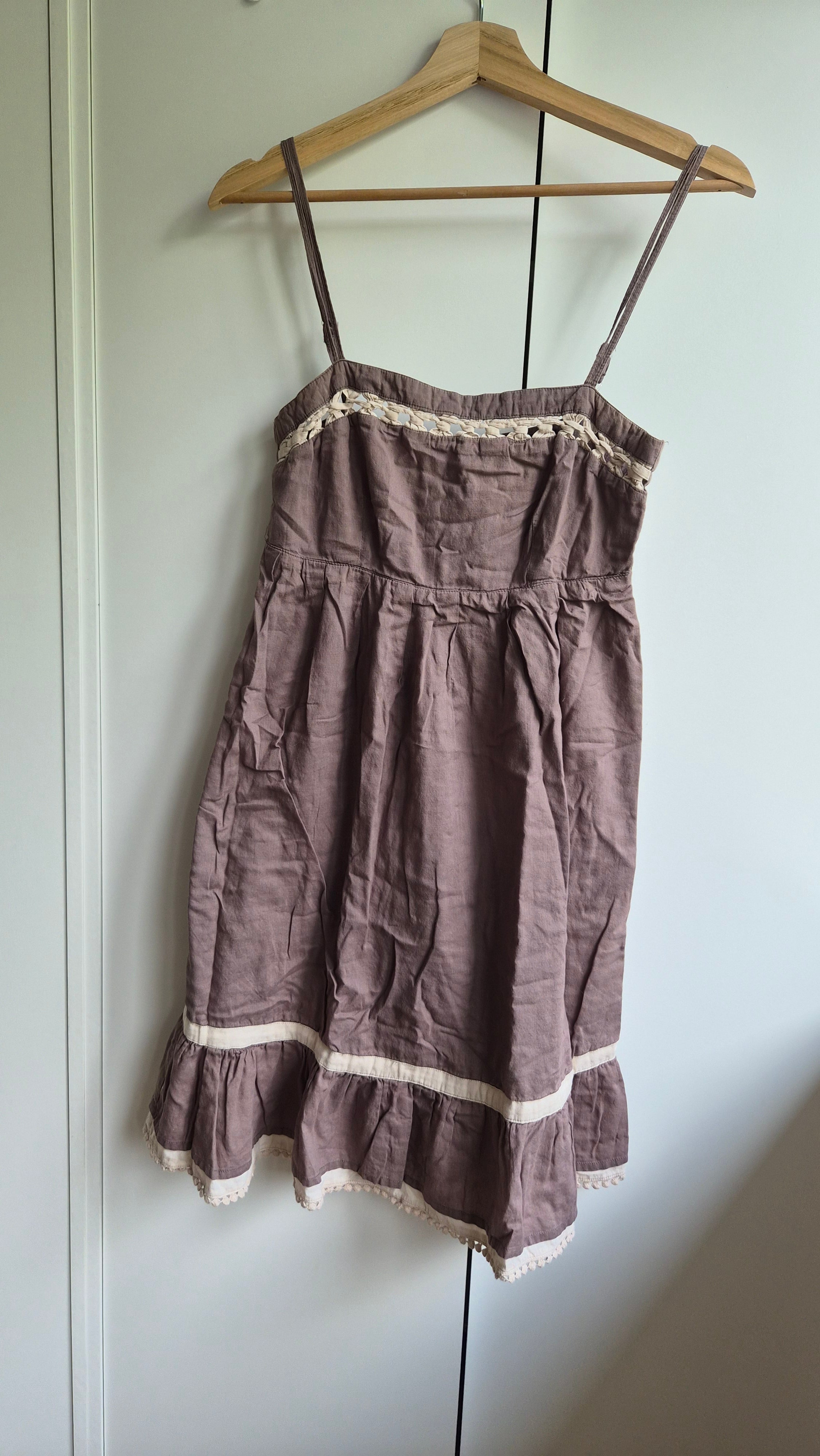 Baumwoll Midikleid | braun | Cottage | XS