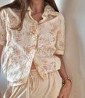 Vintage Blumenbluse in Creme S