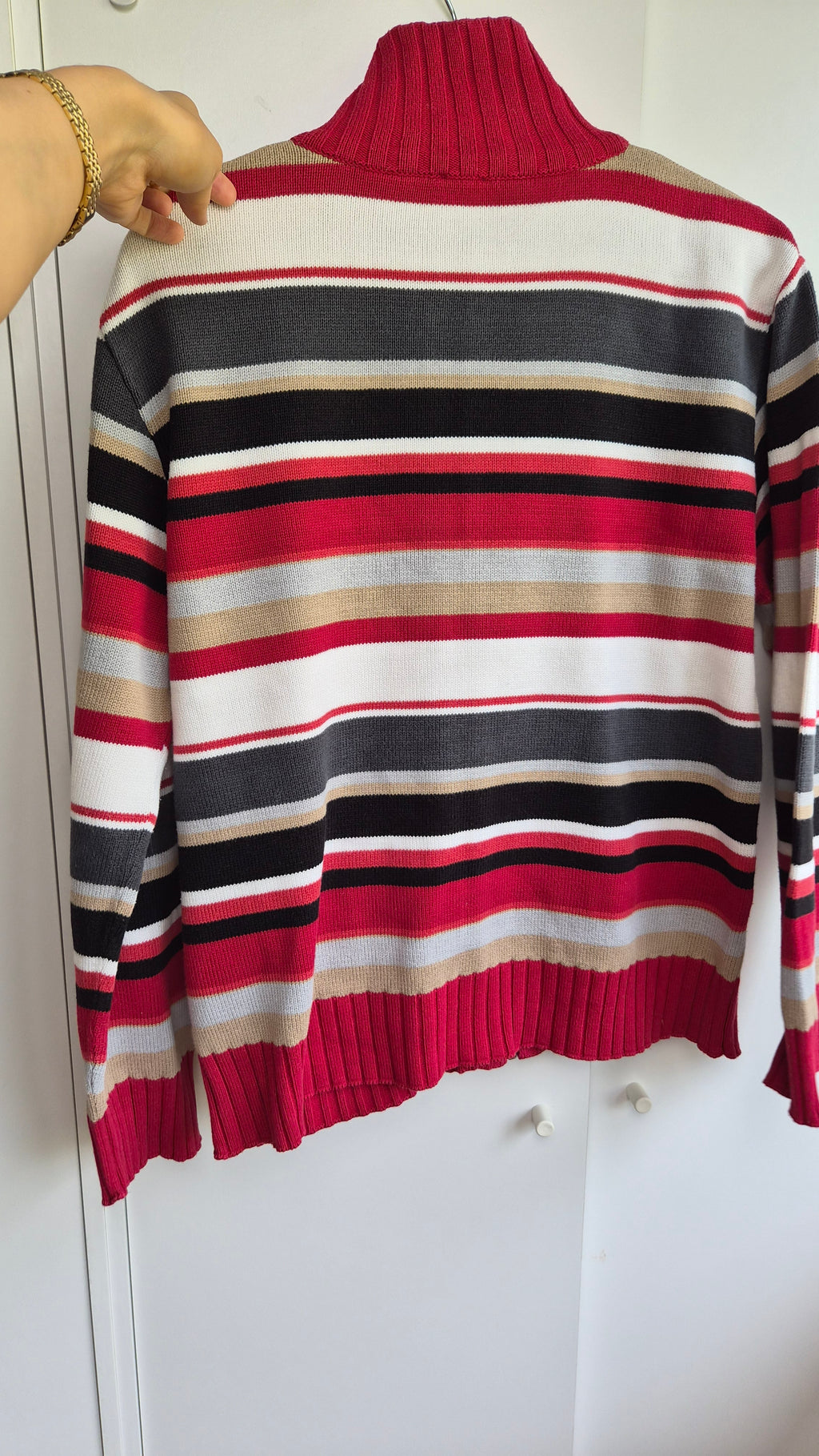 Vintage Zip Strickjacke gestreift