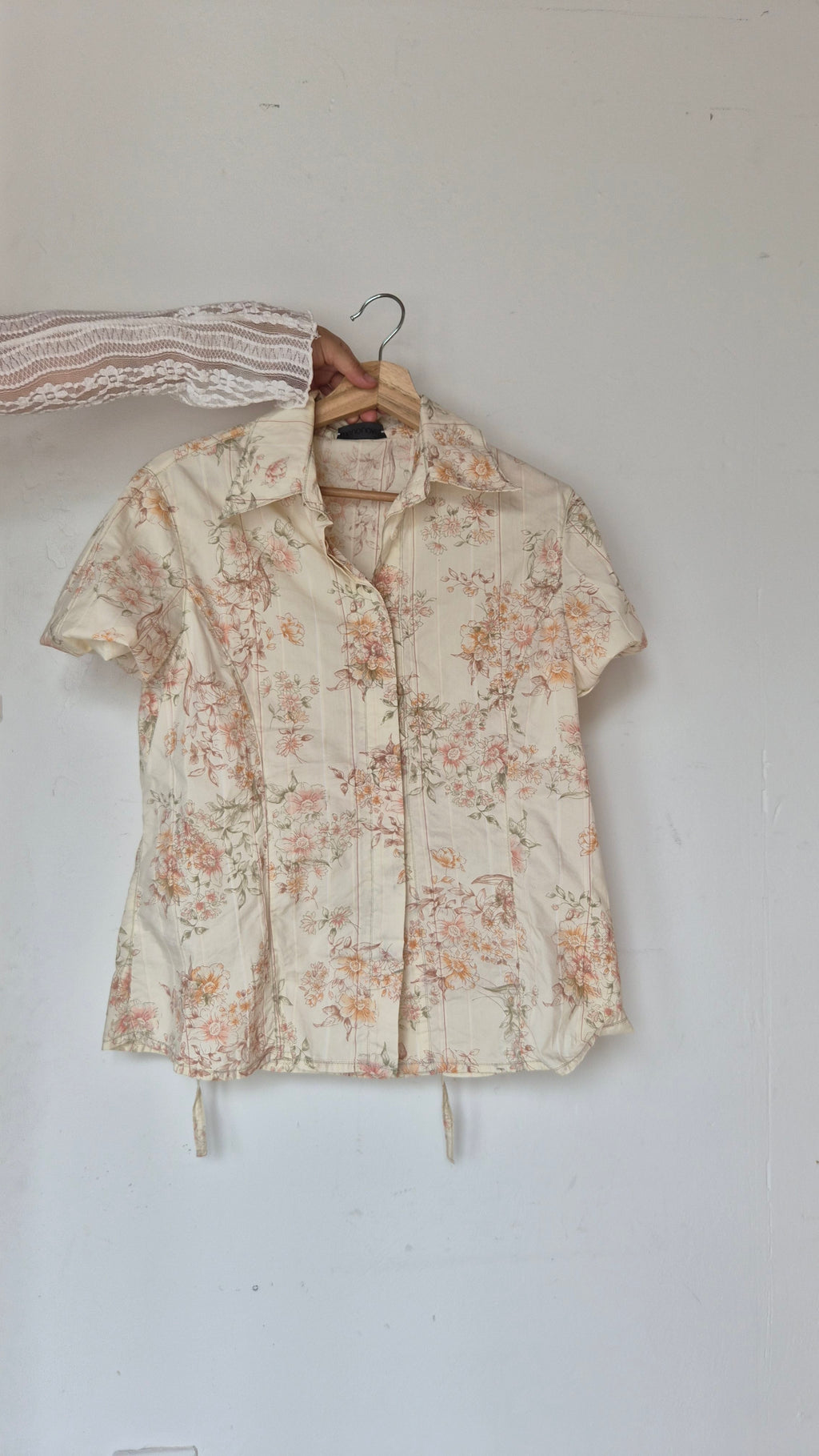 Vintage Blumenbluse in Creme S