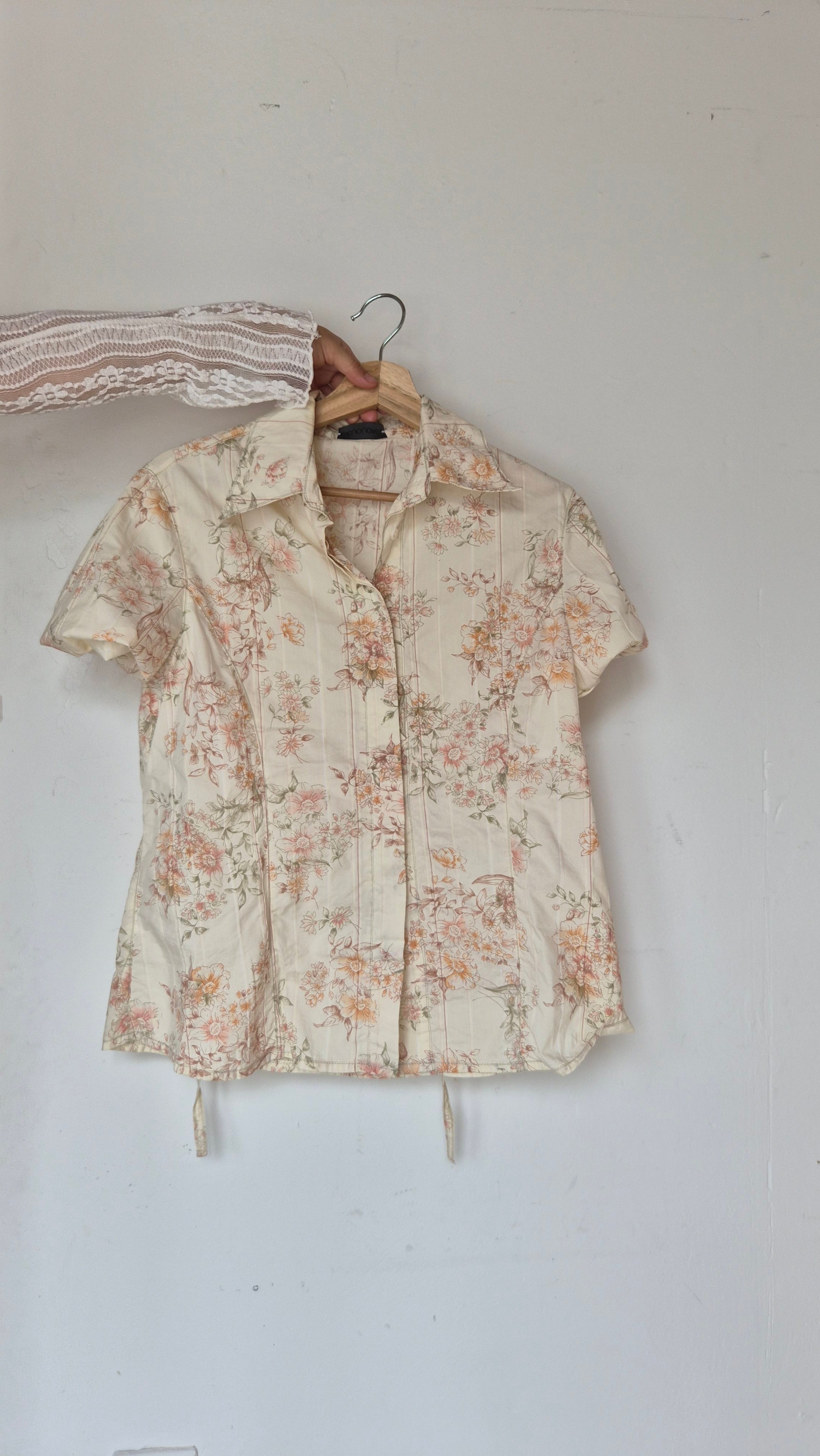 Vintage Blumenbluse in Creme S