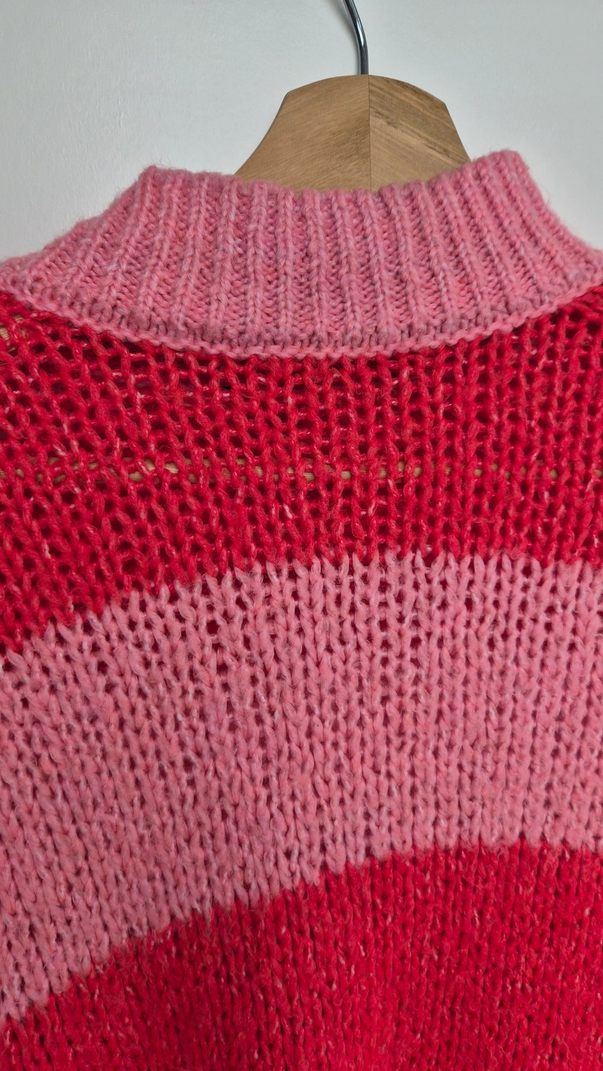 Striped Knit Sweater | Pink Red  | oversized (S)