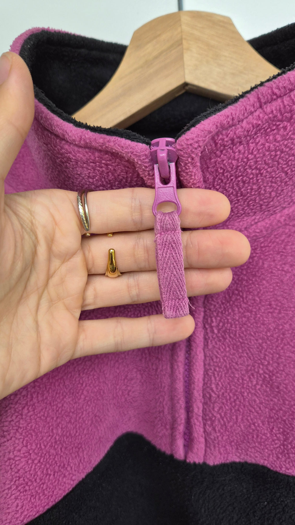 Vintage Fleece Half Zip Pink Black | Colourblock (L)