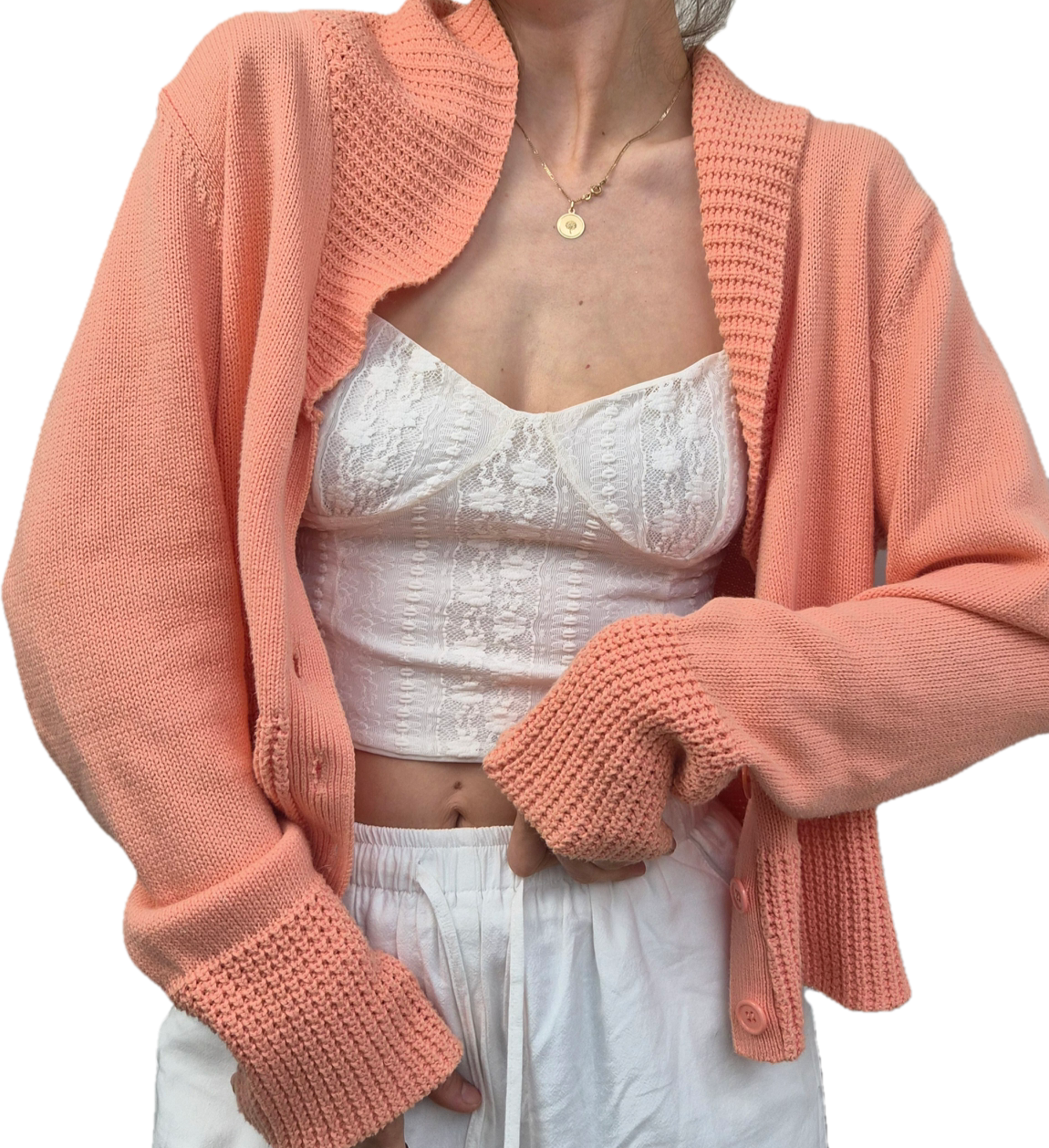 Softknit Cardigan | Peachy orange | 100% Baumwolle (S)