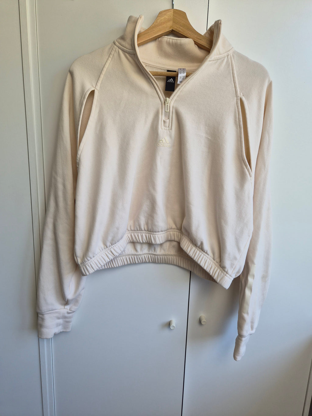 Adidas Halfzip Sweatshirt | Creamy Beige | S