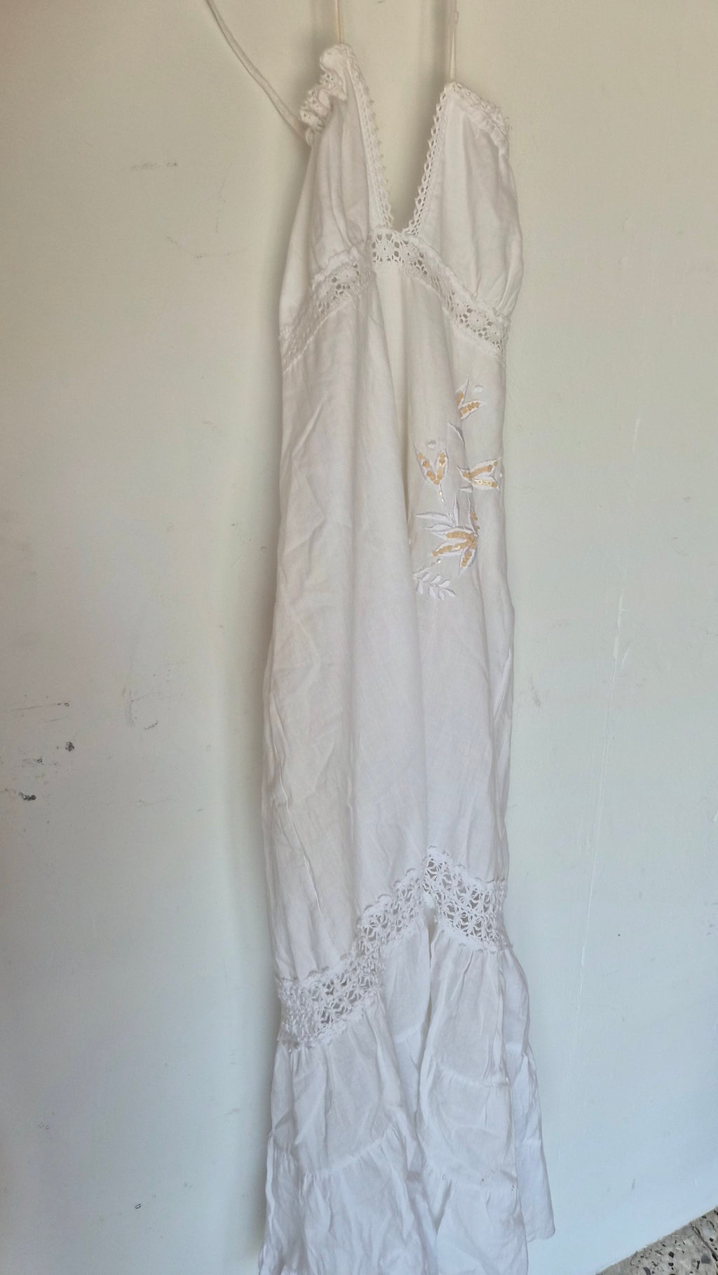 Long Dress | Baumwolle | weiß | Boho | Gr.S
